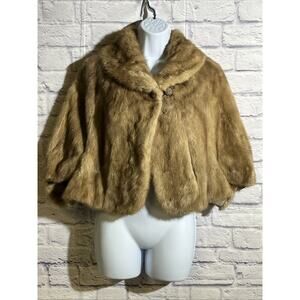 Vtg Higbees Beige Mink? Fur Capelet 40s/50s Evening Shawl Silk Lined M? READ